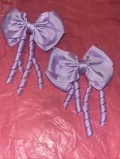 Purple Curly Hair Bows Set Handmade Hair Bows for Girls Hair Accessories