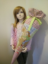 selbstgenähte Unikat handmade Schultüte Stoff später Kissen Mädchen auf Pferd