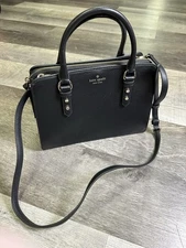 Kate Spade Hand Bag Black Pebbled Leather Lise Mulberry Street Satchel Crossbody