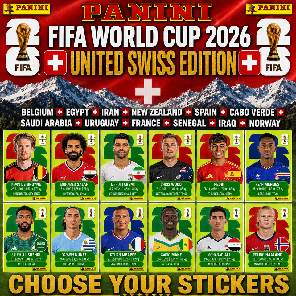 2026 Panini FIFA World Cup Stickers BEL to NOR - UNITED EDITION