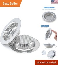 Effortless Installation Kitchen Sink Strainers - 2 Pcs, 4.5 Inch, Silver Finish