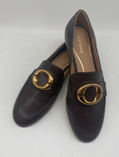 COLE HAAN BROWN LETAHER BALLET FLATS WITH GOLD CIRCLE HARDWARE