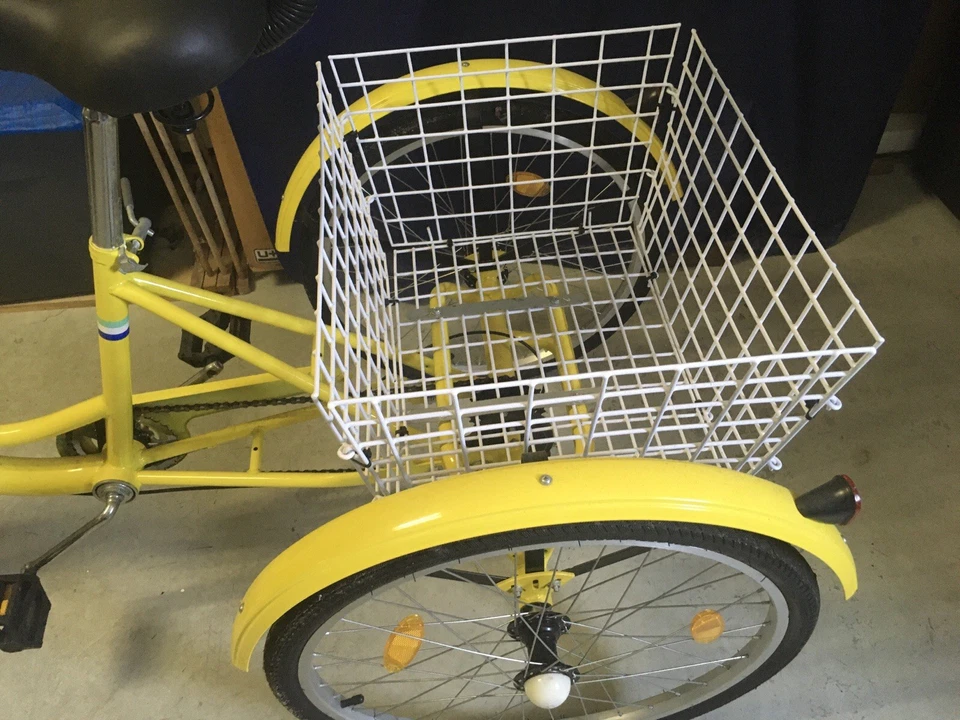 Tricycle, Adult, Bright Yellow, Extra large basket, 6 speed, Bell, Step through - Image 4 of 4