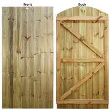 6ft T&G Fully Framed Wooden Garden Gate Treated Arch/Flat Top Timber Door