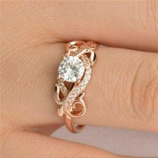 2.10 Ct Round Cut Moissanite Women's Ring 14K Rose Gold Finish