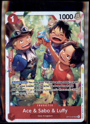 #ad #ad One Piece Carrying On His Will OP13 Ace amp; Sabo amp; Luffy 007 Super Rare $1.75