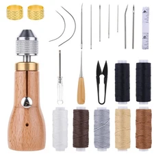 Professional Sewing Awl Kit Portable Leather Stitching Awl Tool with Straight...