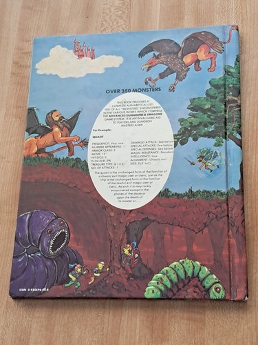 Advanced Dungeons and Dragons Monster Hardcover, by Gary Gygax - 1979 4th Printi - Picture 8 of 8