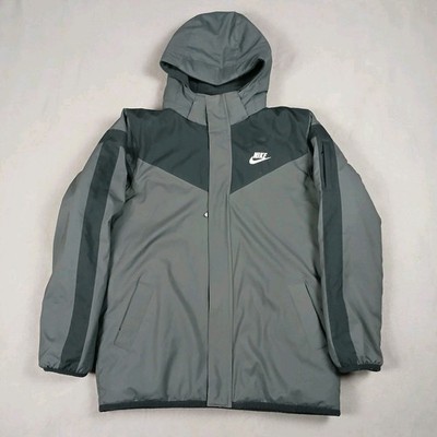 Vintage 90's Nike Reversible Jacket Coat Men's Medium Black Grey Fleece Logo