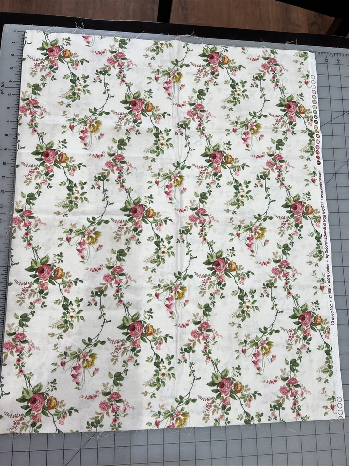 Lot Of 3 Northcott Fabric By Deborah Edward’s,  Charlotte Floral 100% Cotton - Image 2 of 4