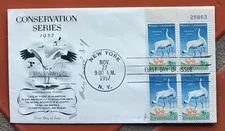 WHOOPING CRANES BIRDS WILDLIFE PRESERVATION 1957 FLEETWOOD FDC NY PLATE#BLOCK