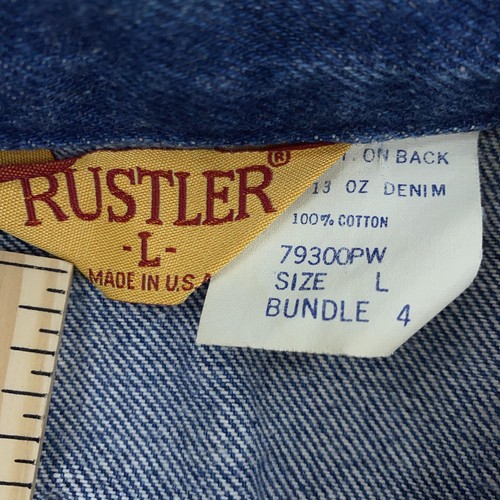 Vintage Rustler Jacket Mens CROP FIT Small Denim Trucker Western Cowboy USA 90s - Picture 7 of 7