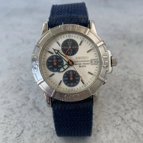 Vintage Seiko Chronograph Quartz V657-8060 Quickset Date Watch - Needs Service