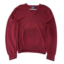 Vintage Jantzen Sweater Men's Size L Made in USA Red Heathered V Neck Minimalist