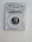 SILVER 1963 P PR69 WASHINGTON QUARTER GRADED PCGS 25C 90% AG COIN