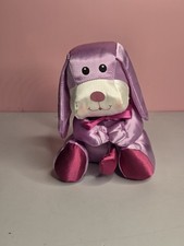 Vintage Russ Berrie Satin Purple Puppy Plush Pink Heart Satin