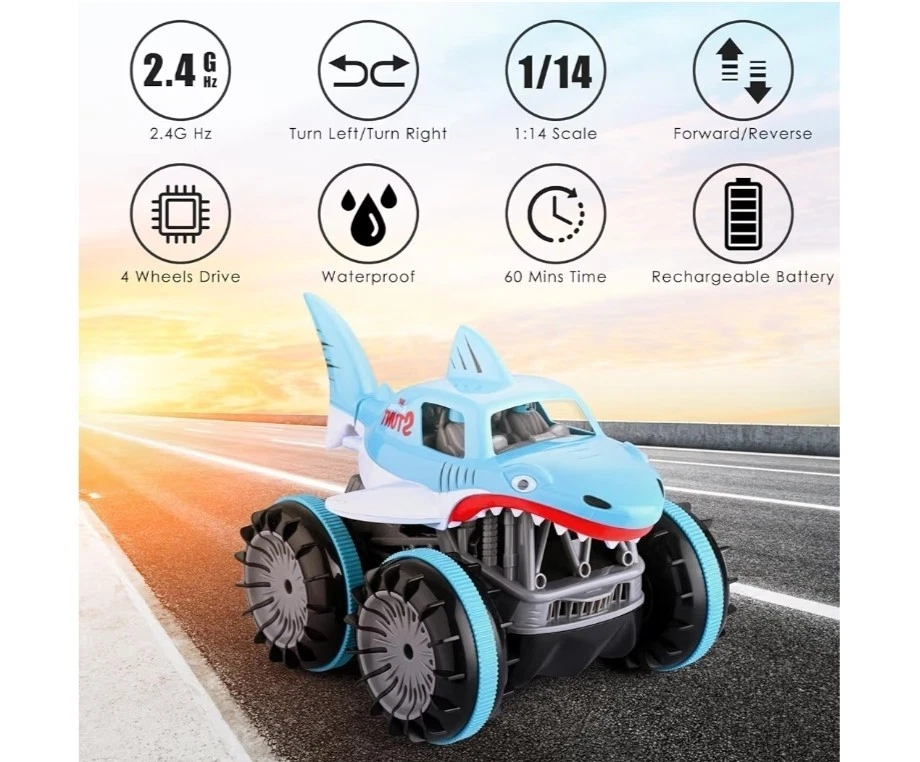 1:14 Auto telecomandata Tutto Terreno Anfibio,4WD 360°Rotazione Stunt,con LED - Immagine 4 di 4