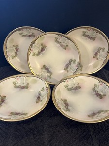 Weimar Hand Painted Small Dishes (5) Made In Germany For F Vorenberg Co. Boston