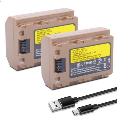 2-Pack USB-C NP-FZ100 Battery Compatible with Sony A7C，A7IV, A7III, A9, A9S, A66