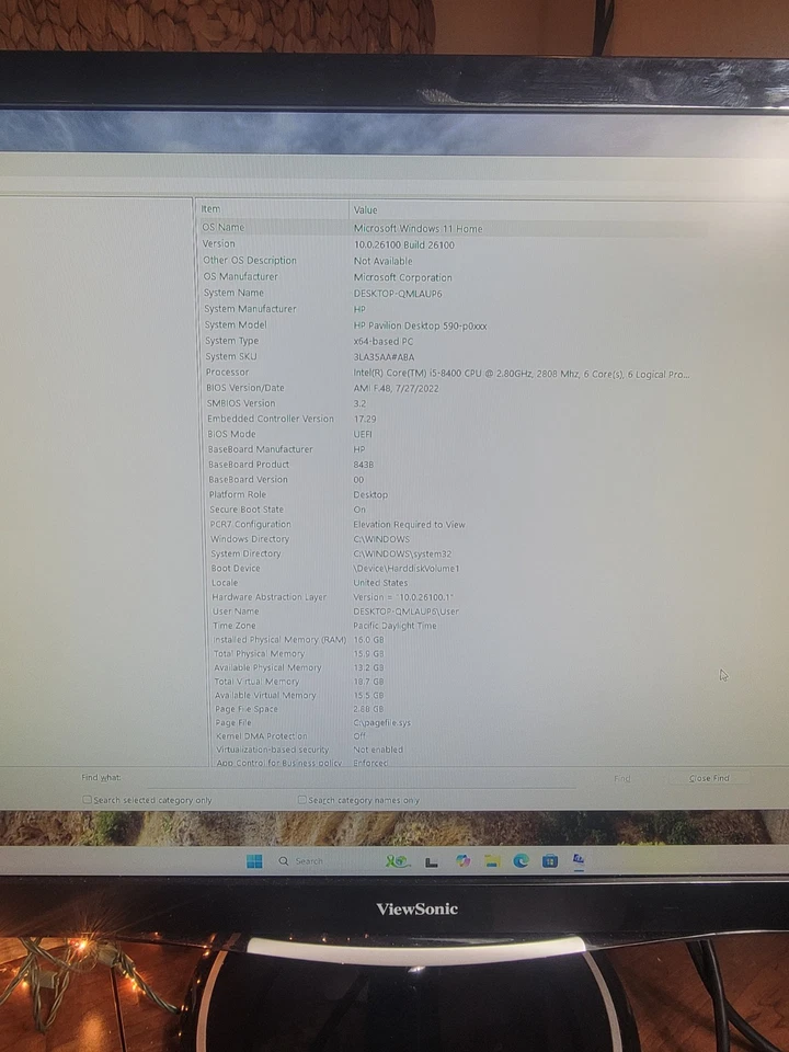 HP pavilion 590 i5-8400 16GB 256SSD 1TB HD Win11 WIFI Radeon 550 2GB Keyb Mouse  - Image 2 of 4