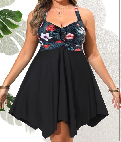 Daci Two Piece Swimdress with Boyshorts for Women’s 14W Flowy Swimsuits - Picture 13 of 14