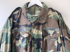 US Army Coat Cold Weather Field Jacket Mens Large Long Woodland Camo Alpha Ind.