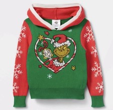 The Grinch Christmas Sweater With Hood 12M unisex