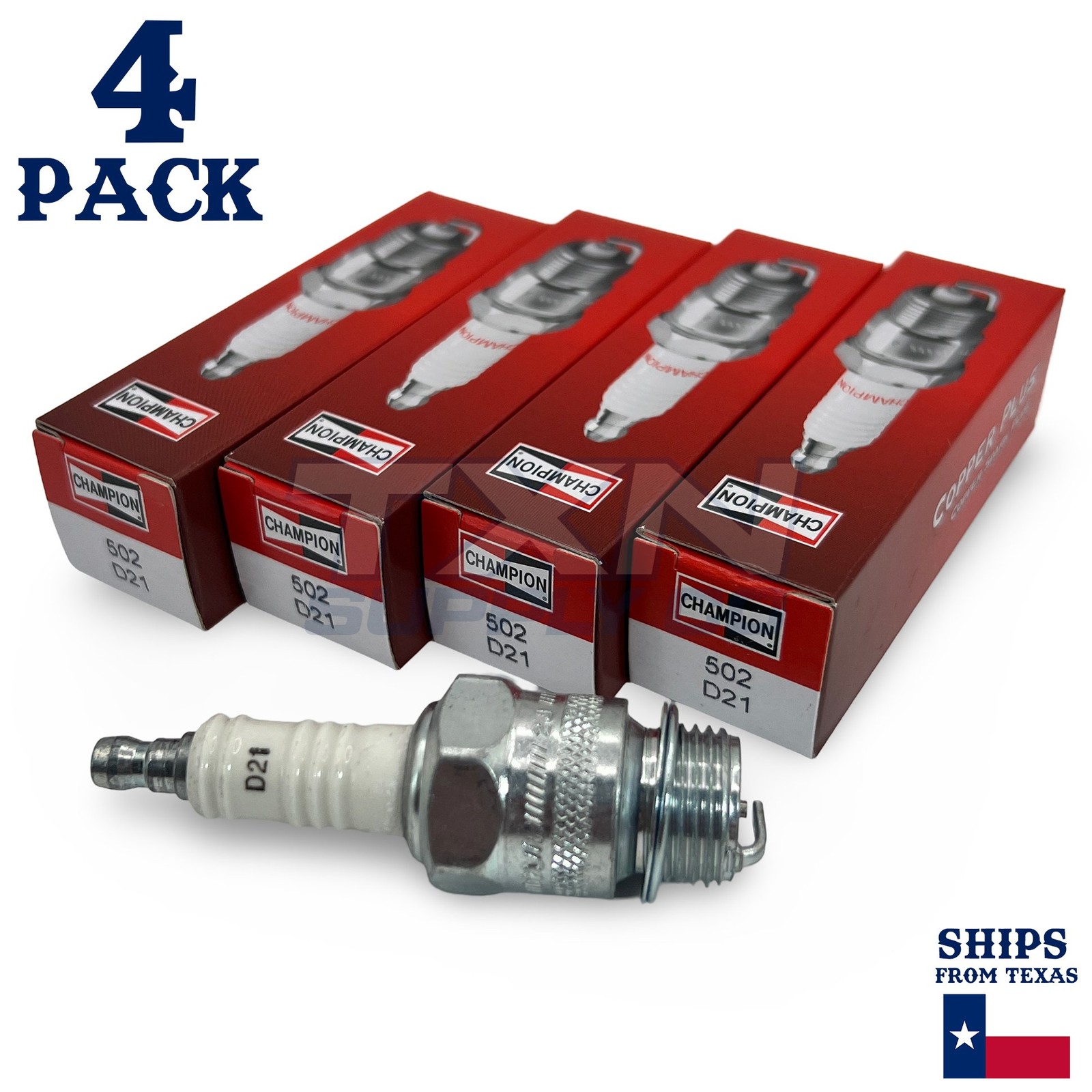Champion 502 Copper Plus Spark Plug D21 D-21 - 4 Pack