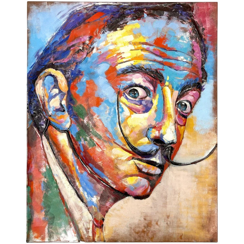 Quadro in Metallo Salvador Decorativo Parete Rilievi Moderno Arredo 80 x 100 cm