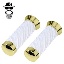 Original Lowrider Custom Swirl Velour Handlebar Grips 7/8" x 130mm – Gold/White.