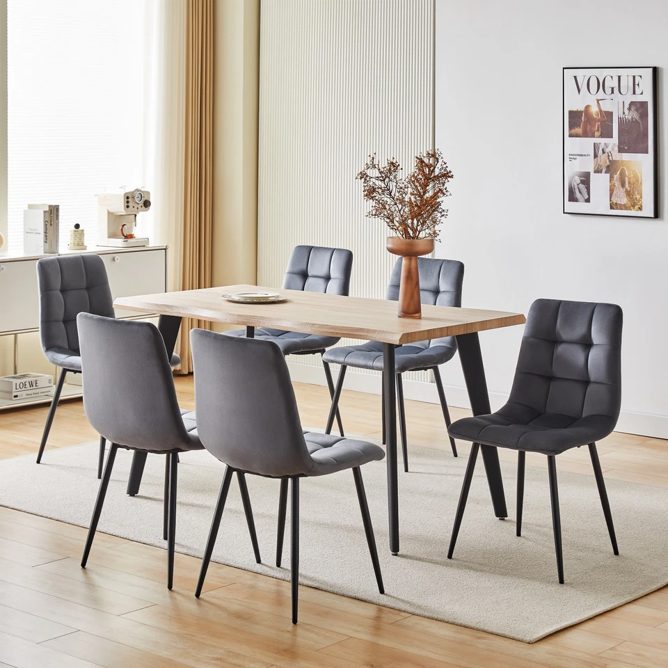 Deuline Esszimmerstühle Essstühle Samtbezug SGS Polsterstuhl Stuhl Milano Grau - Bild 2 von 4