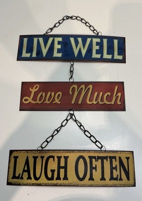 Metall Hängeschild Wohlt leben Liebe viel lachen oft Wohndeko Wandschild