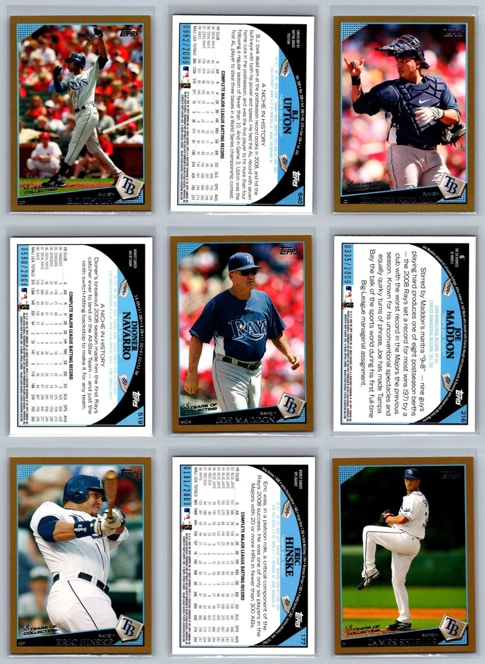Lote de tarjetas de béisbol Tampa Bay Rays Topps serie dorada numeradas #/2009 (15) casi nuevas Foto 4 de 4