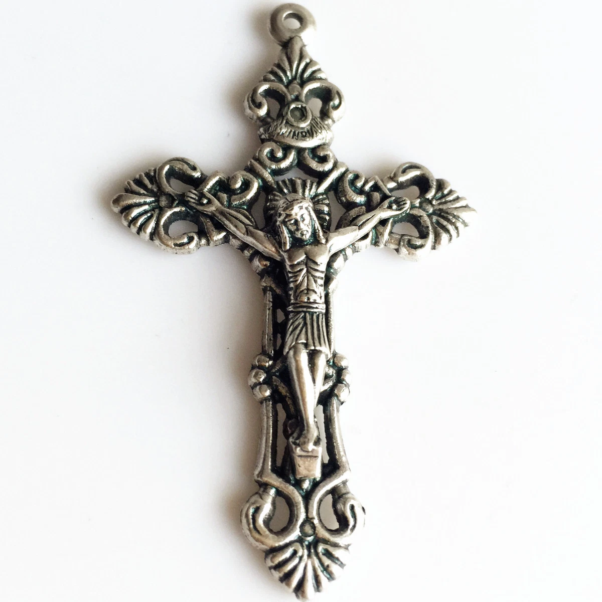 Silver Crucifix Cross for Rosary or Jewelry Making made in Italy 1