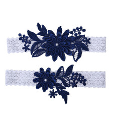 2 Pieces Wedding Garters Lace Bridal Garter Hand Sewn Pearls Garter For Wedding