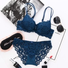 Push Up Bra panties women Dress Lace Embroidery Bra Set Thick Padded Brassiere
