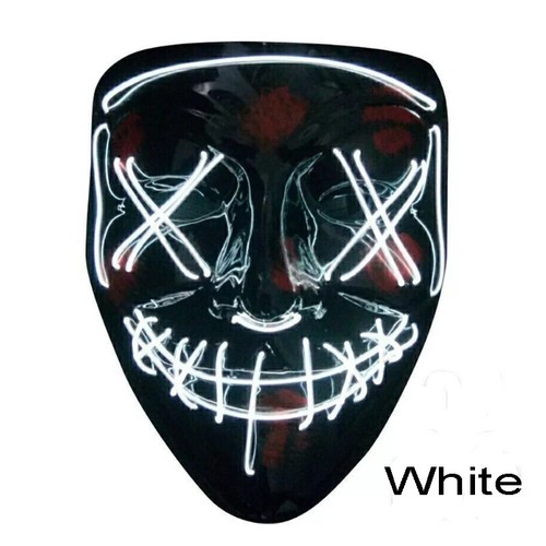 Amazing LED Purge Halloween Mask Party Light Up Neon Glow In The Dark Rave USA - Picture 15 of 17