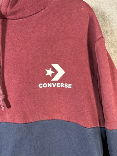 Converse Sweater Mens Medium Maroon Blue  Hoodie Pullover Skate Faded Casual - Picture 3 of 12