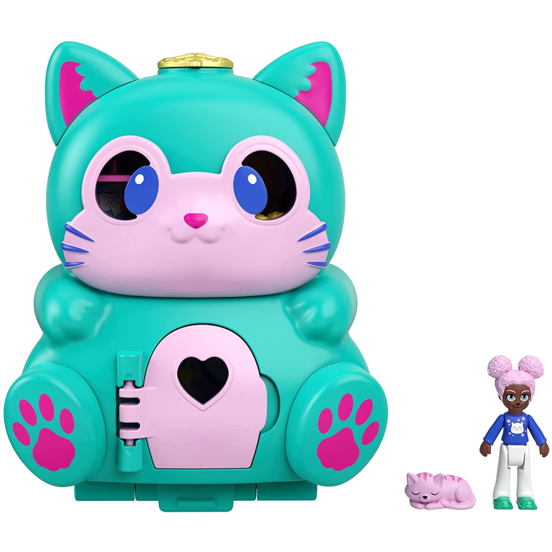 Polly Pocket Flip & Find Cat Chat Gato Compact Flip Feature