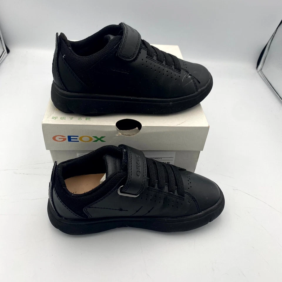 GEOX Nebcup B. B J02AZB Boys US 11 Casual Shoes Black Leather Low Top Sneakers - Image 2 of 4