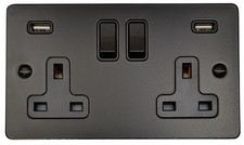 G&H Flat Plate Matt Black FFB Light Switches, Plug Sockets, Dimmers, Toggles