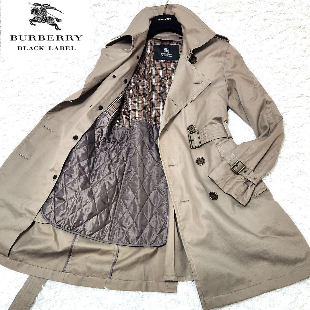 Burberry Black Label Men's Trench Coat Beige with Liner Belt Checked Size M