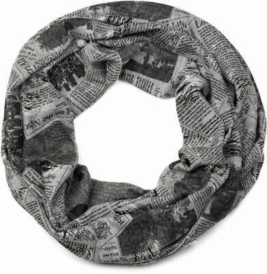 Newspaper Print Loop Schlauchschal Destroyed Vintage used Look Schal Tuch Unisex