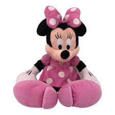 Minnie Mouse Plush Toy Pink Polka Dot Dress and Bow 18" Tall Vintage Disneyland