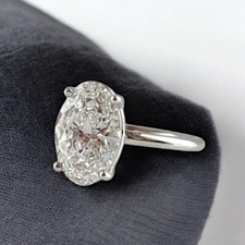 Oval Cut 2 Carat Diamond Engagement Ring IGI Lab Grown Platinum  5.5 6 7