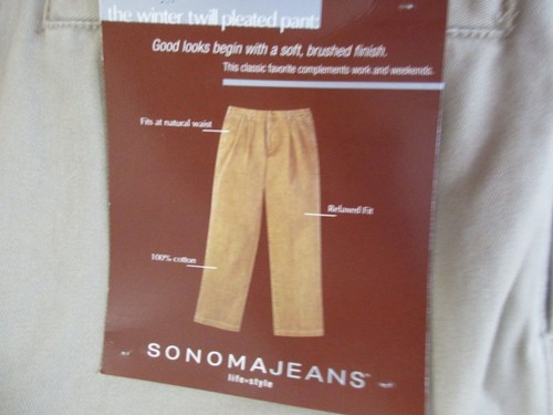 Sonoma Jeans Men's Size 40x30 581 Mink Winter Twill Pleated Pant NWT Khaki - Picture 6 of 11