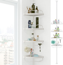 39"-125" high Tension Pole 4 Tier shower caddy shampoo soap Shelves Rack holder