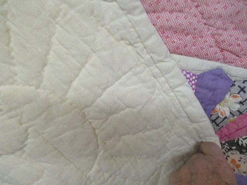 Trapunta vintage anni 40 rosa e bianco piatto Dresda - Foto 12 di 14