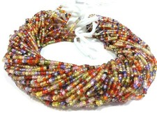 MULTI CUBIC ZIRCON RONDELLE FACETED 3MM LOOSE GEMSTONE BEADS 12"INCH 1 STRAND