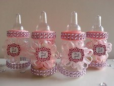 12 Pink Fillable Bottles Baby Shower Favors Prizes Games It's a Girl Decoration
